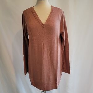 J Jill Highland Vneck Tunic Sweater NWT Chai Latte Sz M